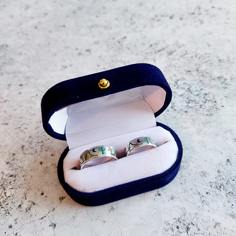 Anillos para Pareja Volcán - Diseños Mapuche