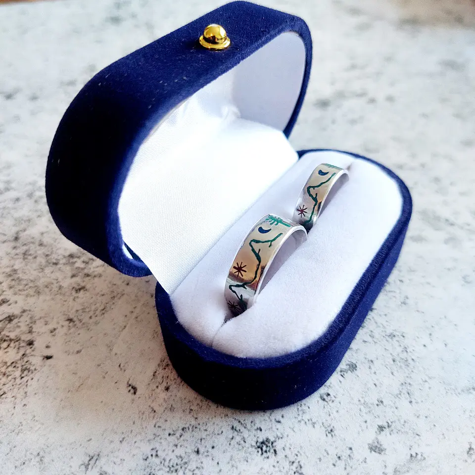 Anillos para Pareja Volcán - Diseños Mapuche 2