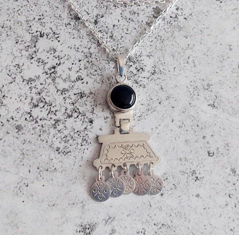 Collar Mapuche en Plata 950 con Piedra Ónix