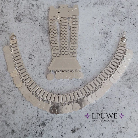 Conjunto Mapuche Trapelakucha Keltatuwe y Trarilonko en  Plata 950