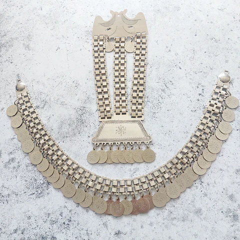 Conjunto Mapuche Trapelakucha Keltatuwe y Trarilonko en Metal Alpaca