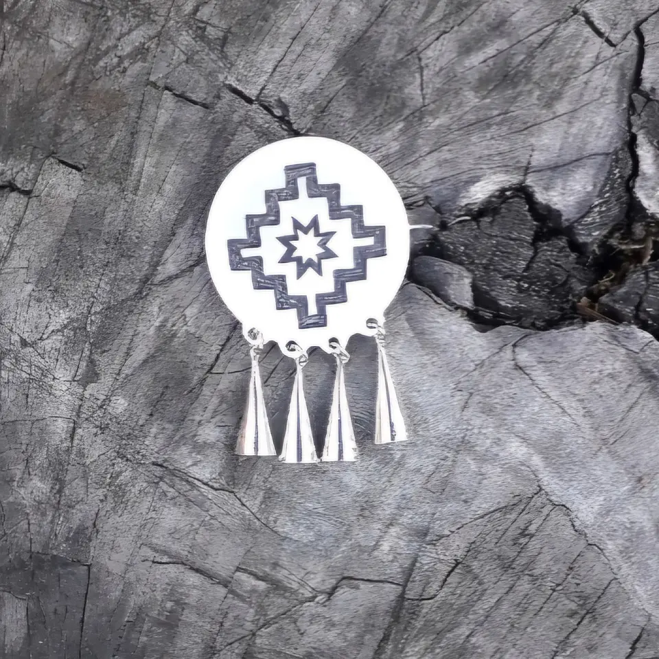 Prendedor Mapuche Cheltuwe Chakana en Plata 950 1