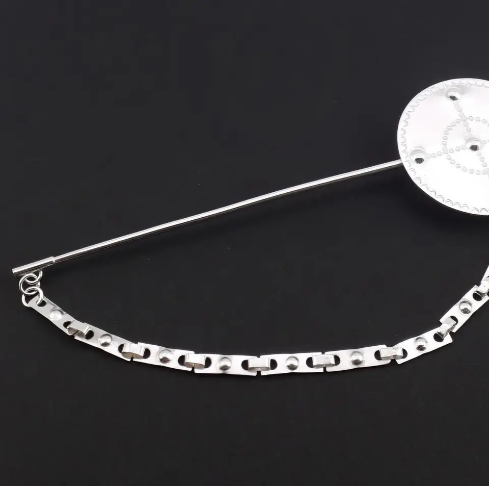 Prendedor Mapuche Tupu Diseño Ancestral en Plata 950 2