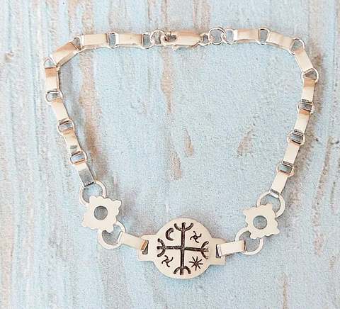 Pulsera Mapuche Kilkay diseño Kultrún