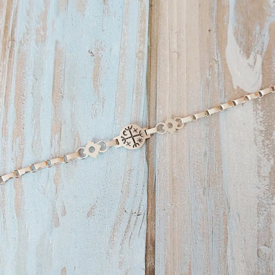 Pulsera Mapuche Kilkay diseño Kultrún 2