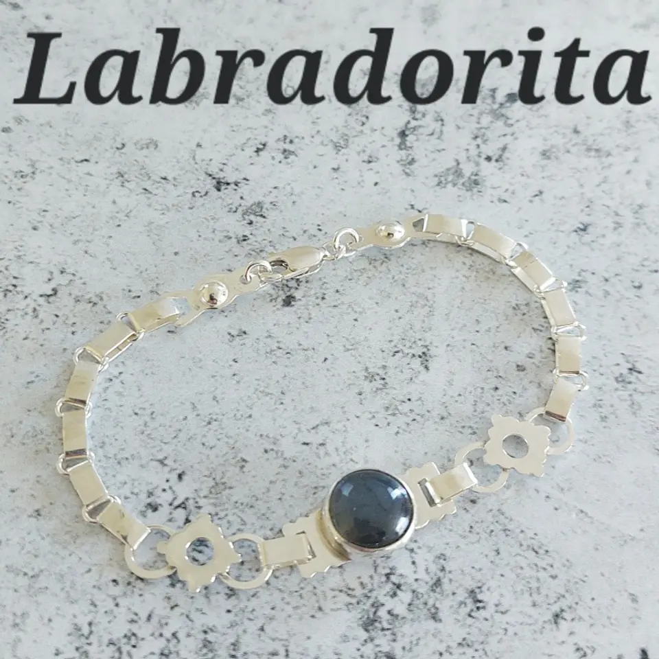 Pulsera Mapuche con Piedra Labradorita 2
