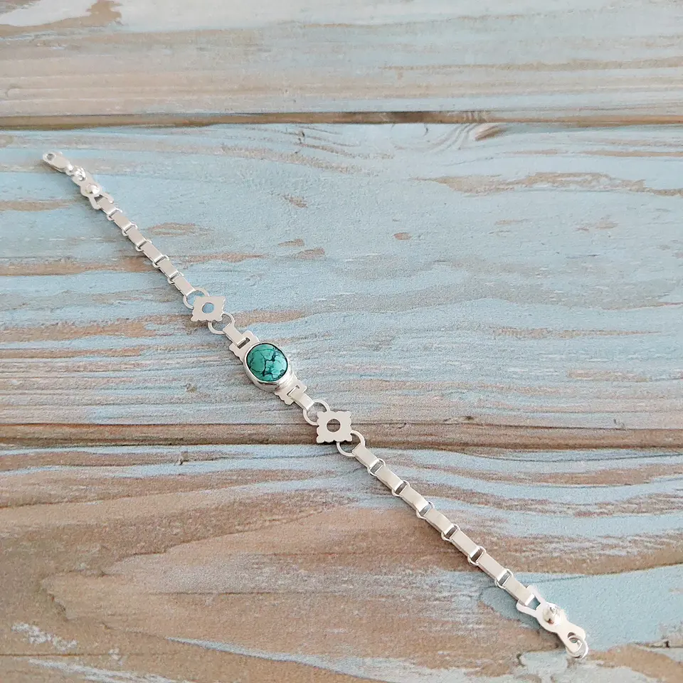 Pulsera Mapuche con Piedra Turquesa 2