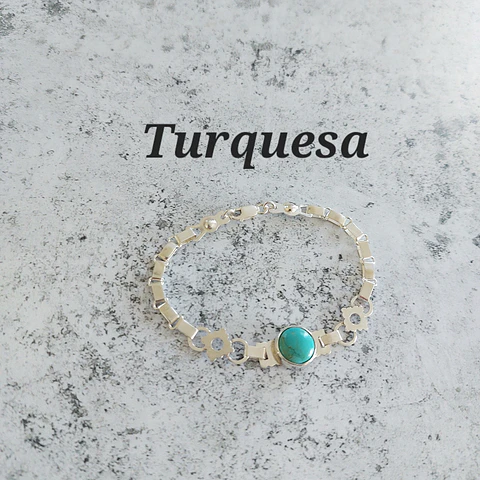 Pulsera Mapuche con Piedra Turquesa