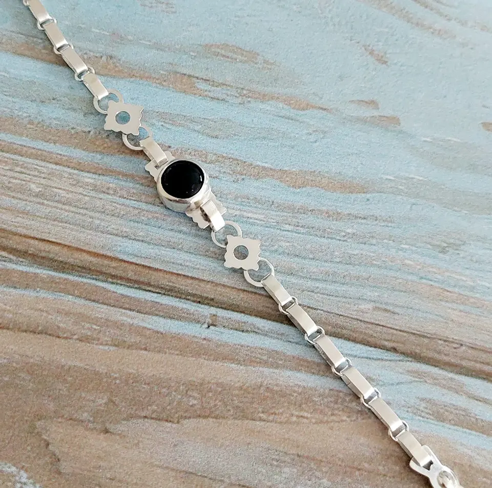 Pulsera Mapuche con Piedra Onix 2