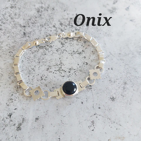 Pulsera Mapuche con Piedra Onix