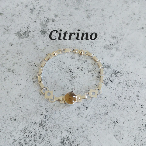 Pulsera Mapuche con Piedra Citrino