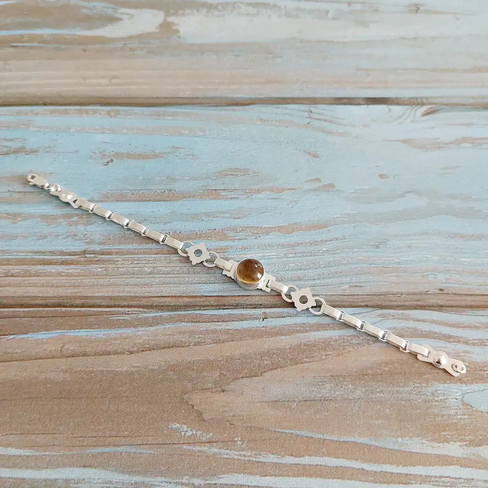 Pulsera Mapuche con Piedra Citrino 2