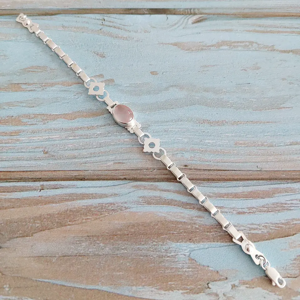 Pulsera Mapuche con Cuarzo Rosa 2