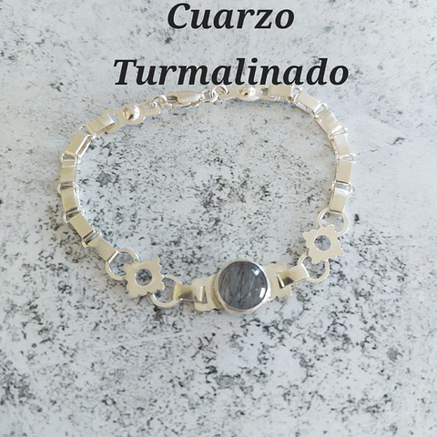 Pulsera Mapuche con Cuarzo Turmalinado