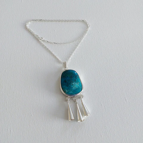 Collar Mapuche en Plata 950 con Crisocola