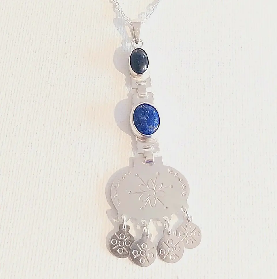 Collar Mapuche con Piedra Onix y Lapislázuli 1