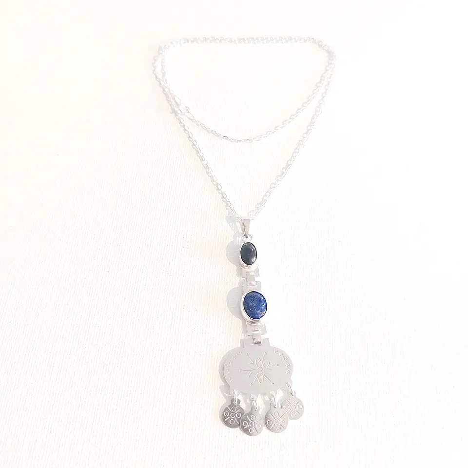 Collar Mapuche con Piedra Onix y Lapislázuli 2