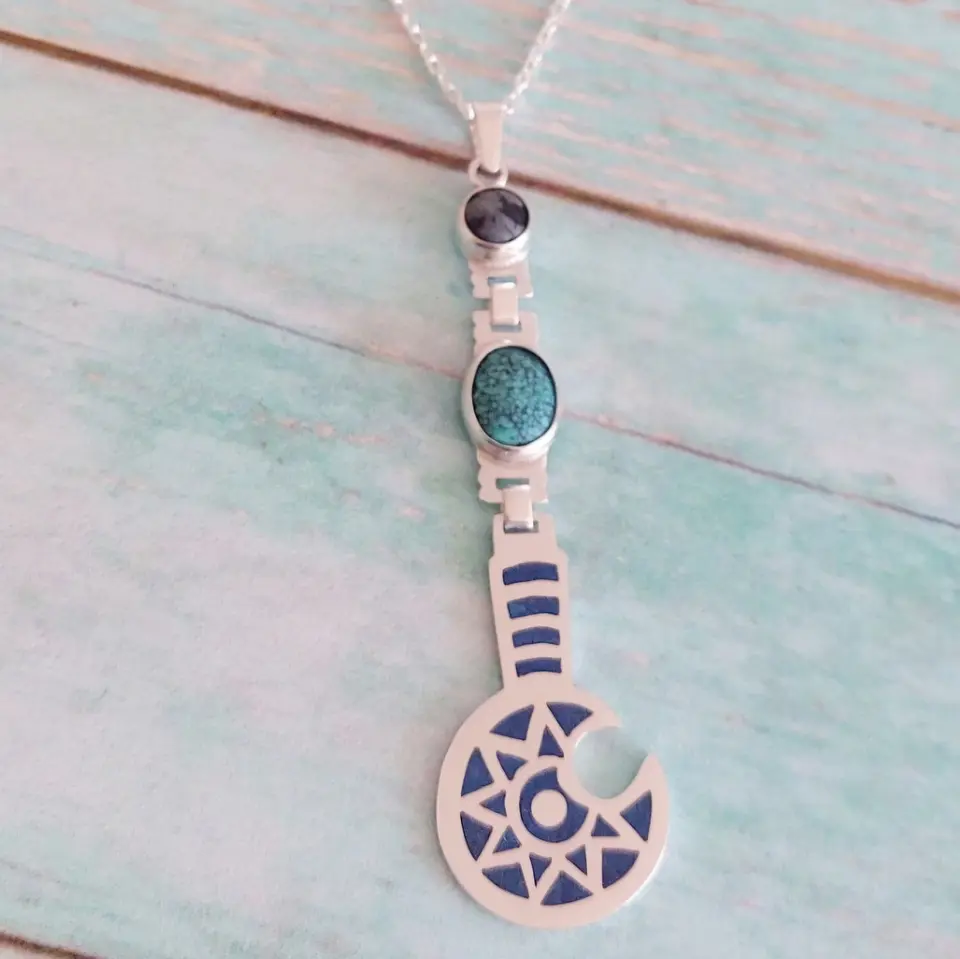 Collar Mapuche Toki Kura con Obsidiana, Turquesa y Lapislázuli 1