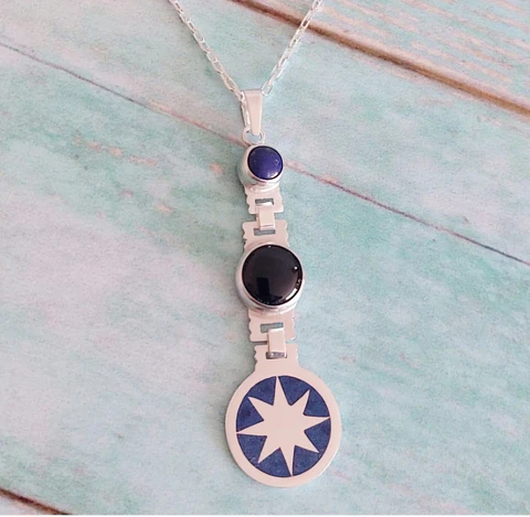Collar Mapuche Lucero de la Mañana con Lapislázuli y Ónix negro