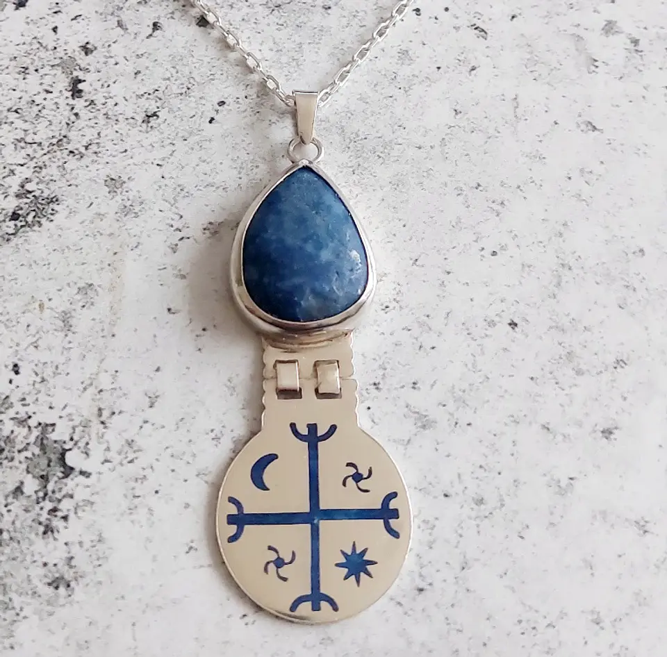 Collar Mapuche Kultrún Lapislázuli 1
