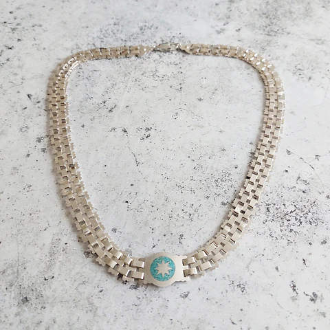 Collar de Cadena Mapuche Lucero de la mañana con Turquesa