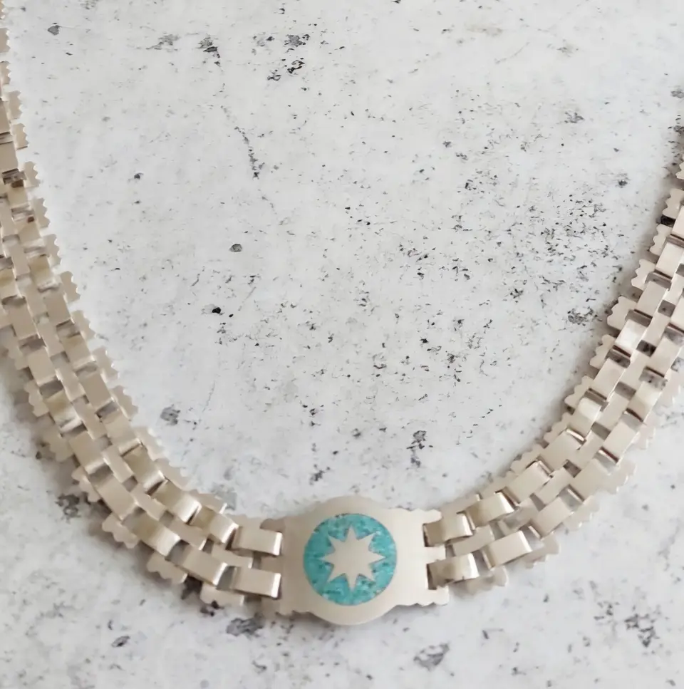 Collar de Cadena Mapuche Lucero de la mañana con Turquesa 2