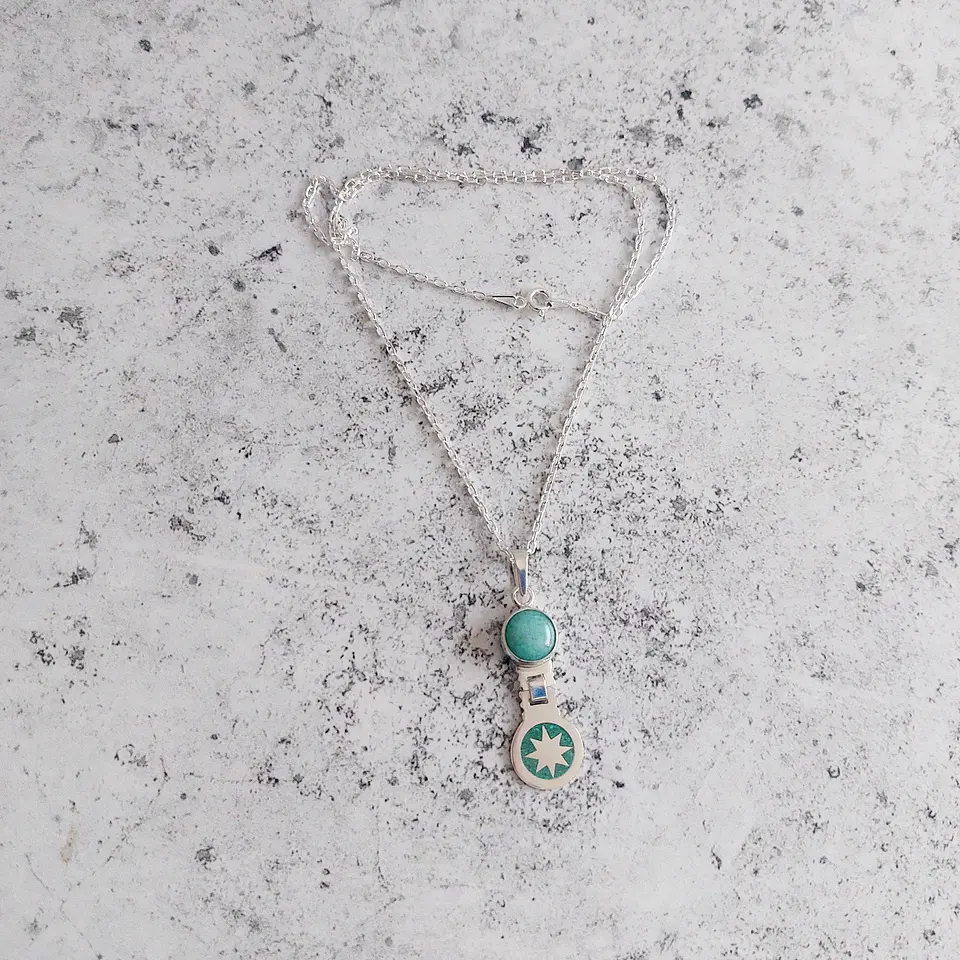 Collar Mapuche Lucero de la Mañana con Amazonita 1