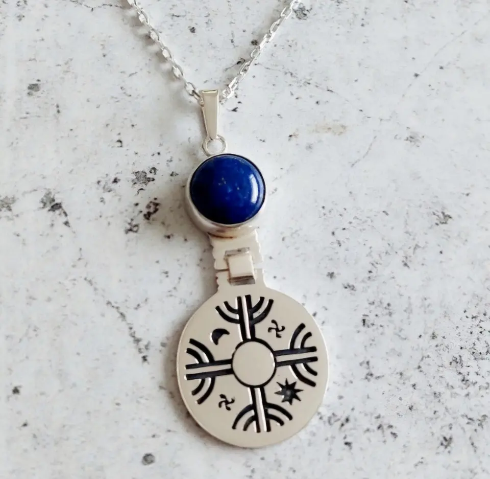Collar Mapuche Kultrún con Lapislázuli 2