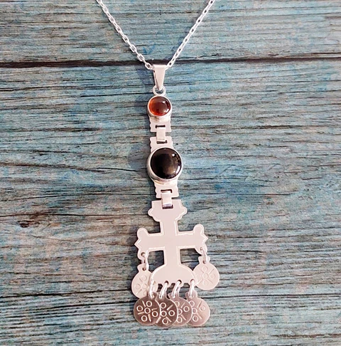 Collar Mapuche con Citrino y Ónix
