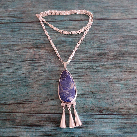 Collar Lapislázuli con Cadena Mapuche