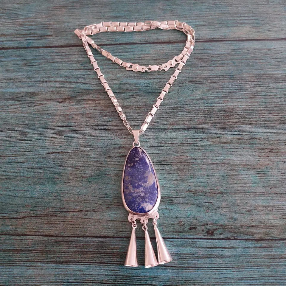 Collar Lapislázuli con Cadena Mapuche 1