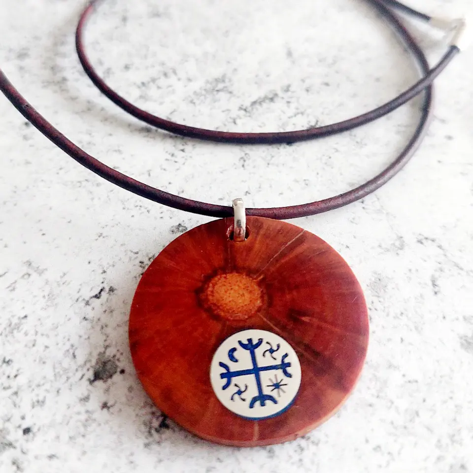 Collar Kultrún en Picoyo, Plata 950 y Lapislázuli - EPUWE 2
