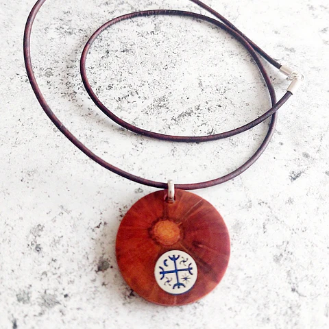 Collar Kultrún en Picoyo, Plata 950 y Lapislázuli - EPUWE
