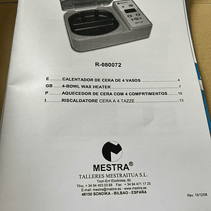 AQUECEDOR DE CERA MESTRA