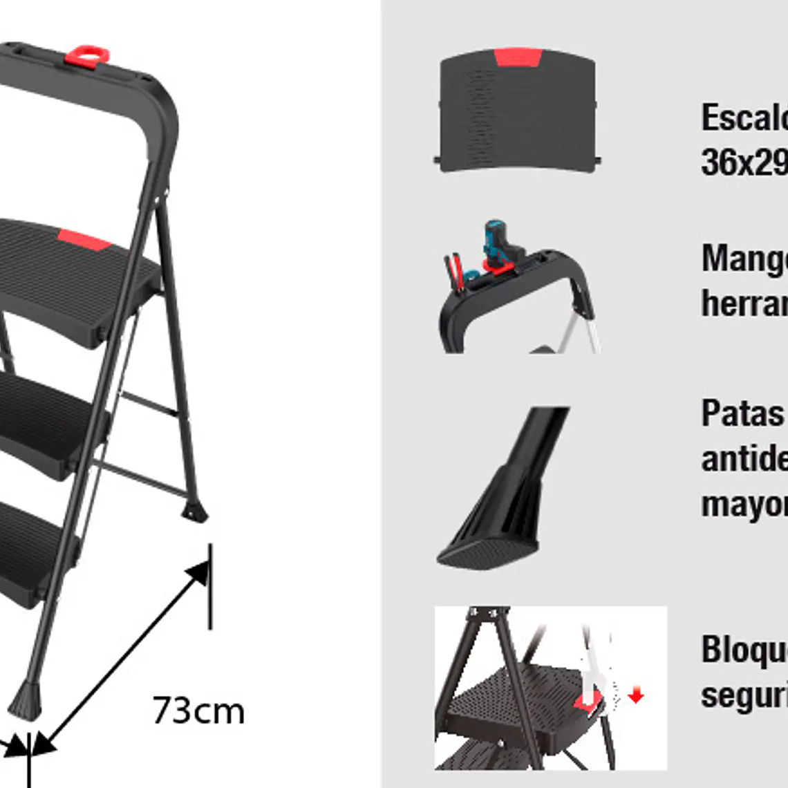 Piso Escalera Plegable 3p Luxury 5