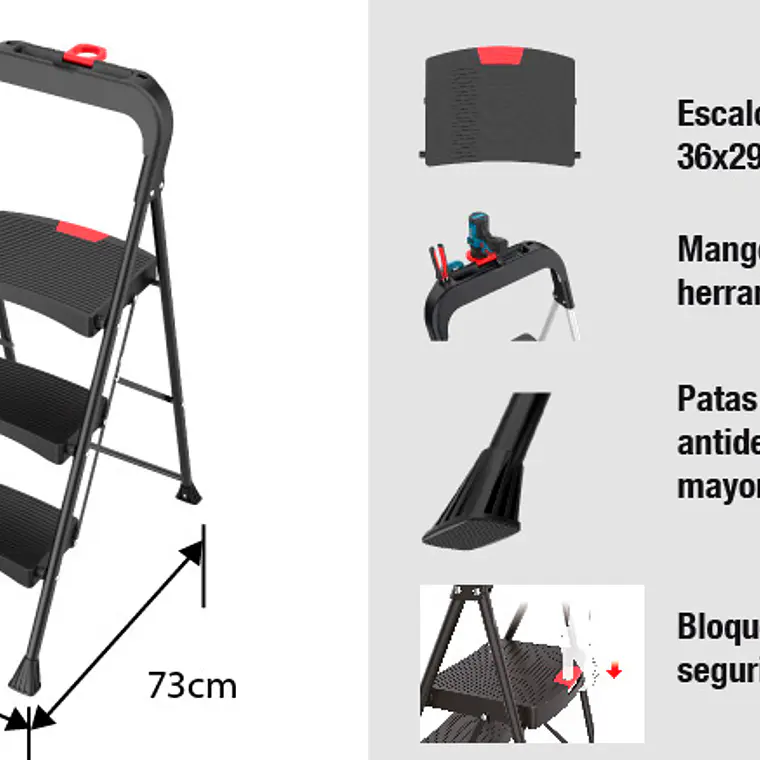 Piso Escalera Plegable 3p Luxury 5