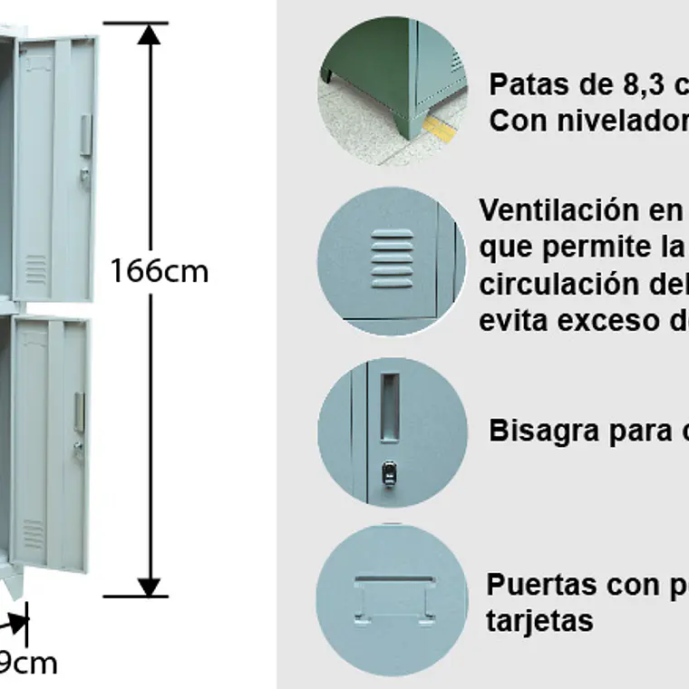 Lockers Metalico 2 Casilleros 2