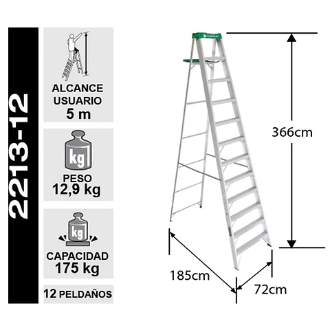 Esc. Aluminio Tijera 3.66m