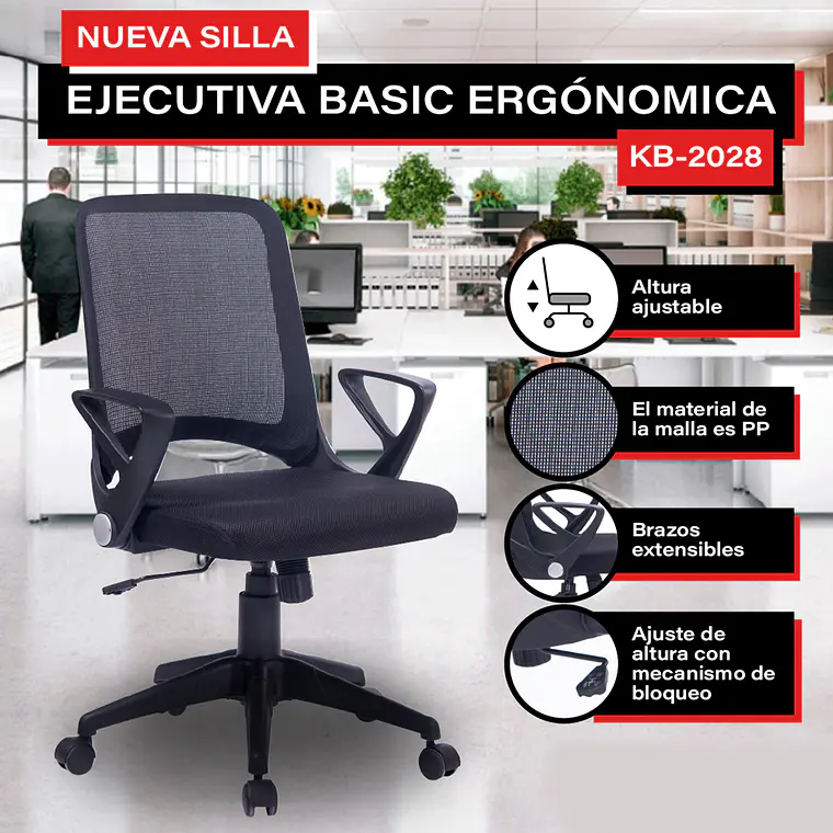 Silla Ejecutiva Basic Espaldar Malla 3
