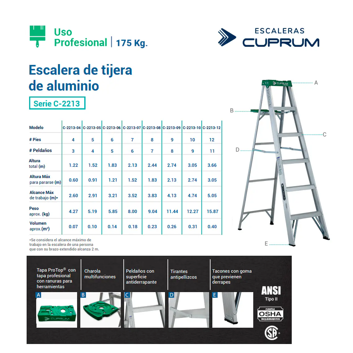 Esc. Aluminio Tijera 3.05m 6