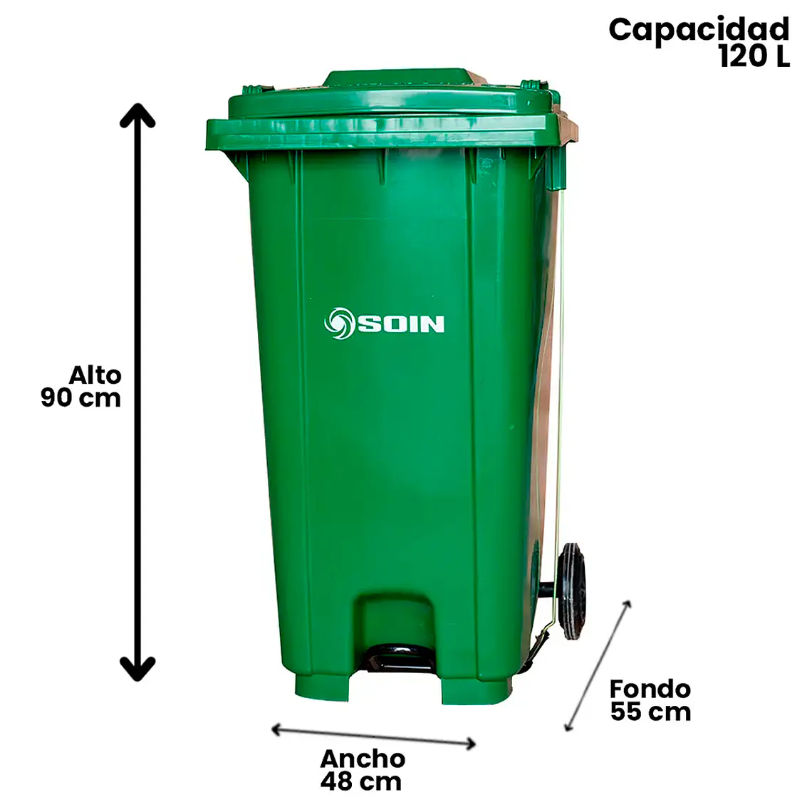 Basurero C/tapa, Rueda Y Pedal 120l 2