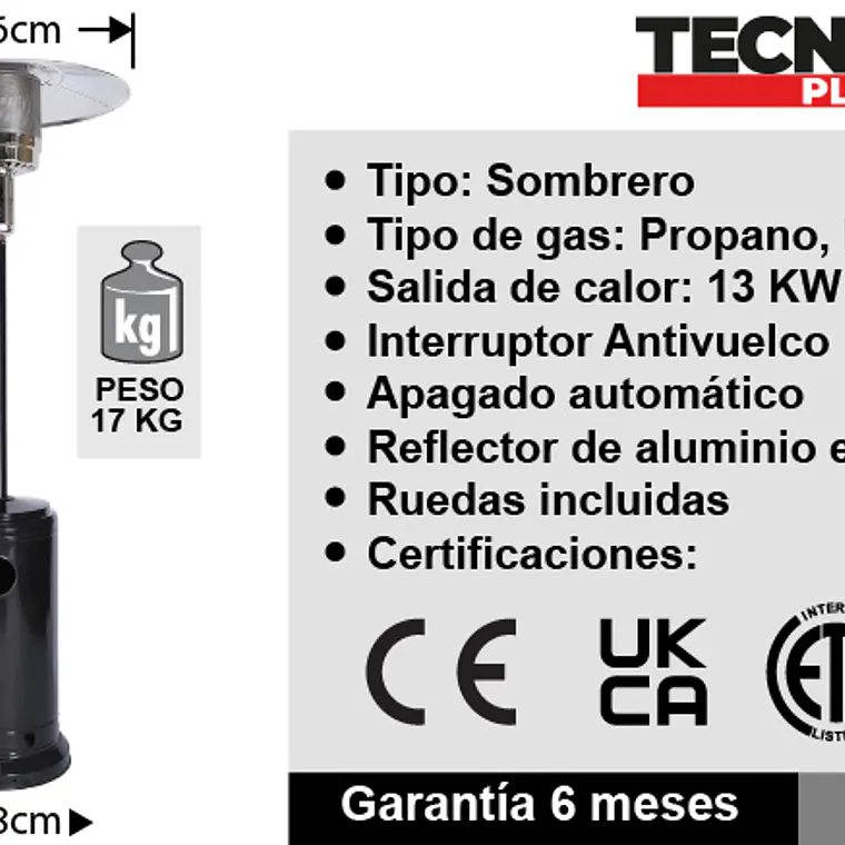 Estufa Calefactor Exterior Sombrero 13 Kw 4