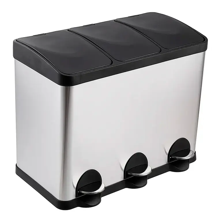 Basurero Triple Acero Inox Soin 15l X 3 1