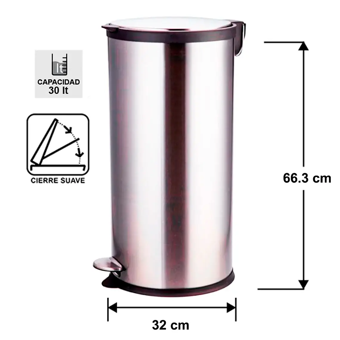 Basurero Acero Inox Soin 30l 2