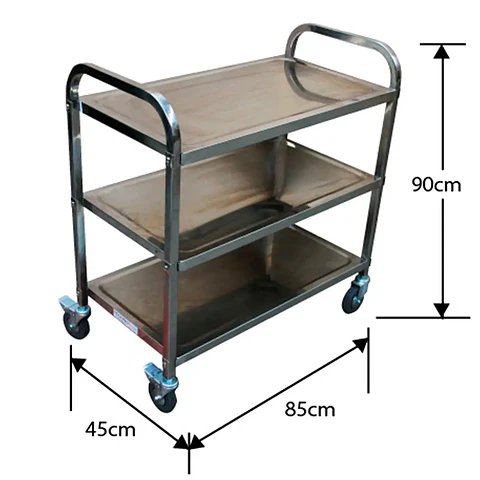 Carro Mult. 3 Bandejas Acero (85x45x90cm)