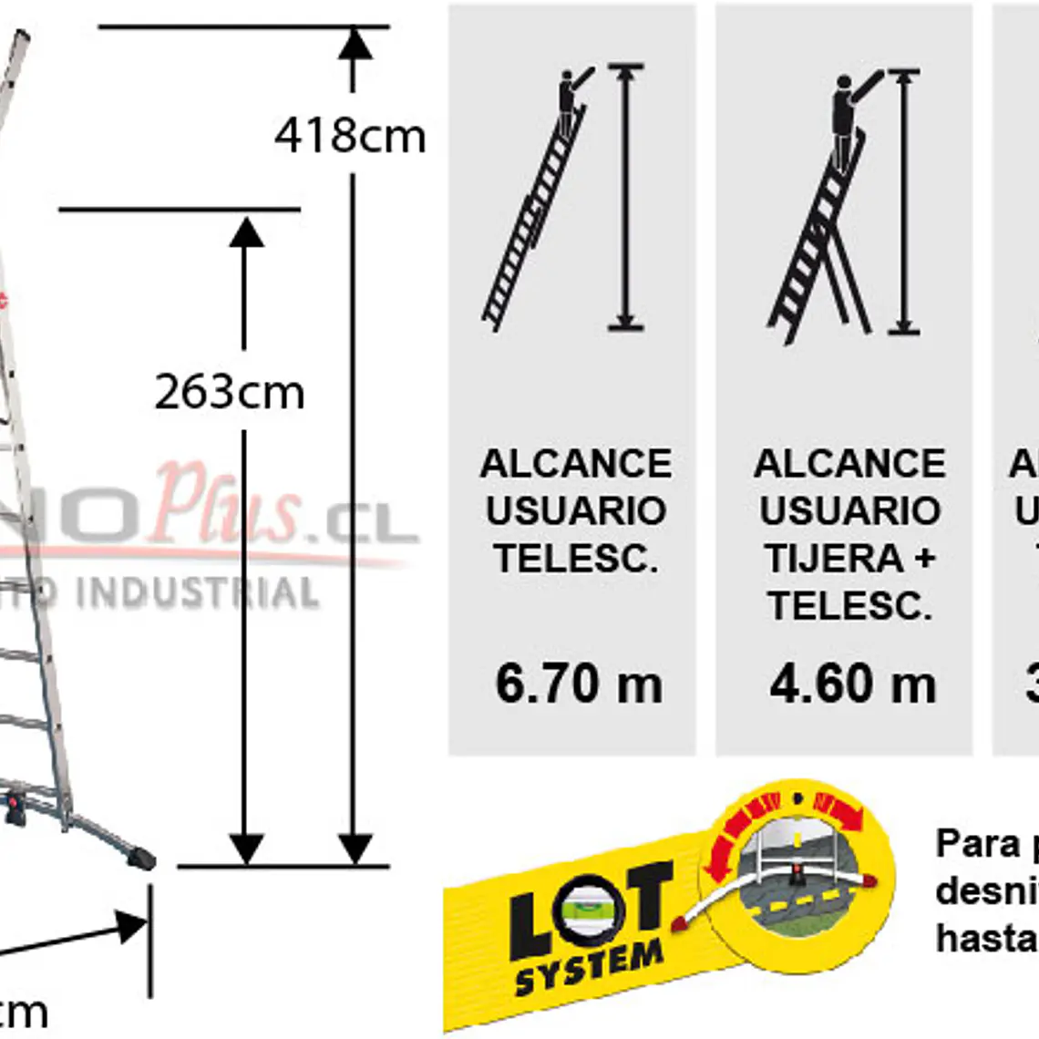 Esc.aluminio Tijera Tel.3x9 Profilot 6