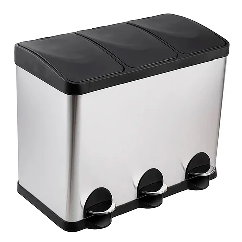 Basurero Triple Acero Inox Soin 15l X 3