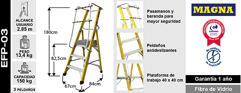 Esc. Fibra V. Plat. Con Baranda 3 Peld