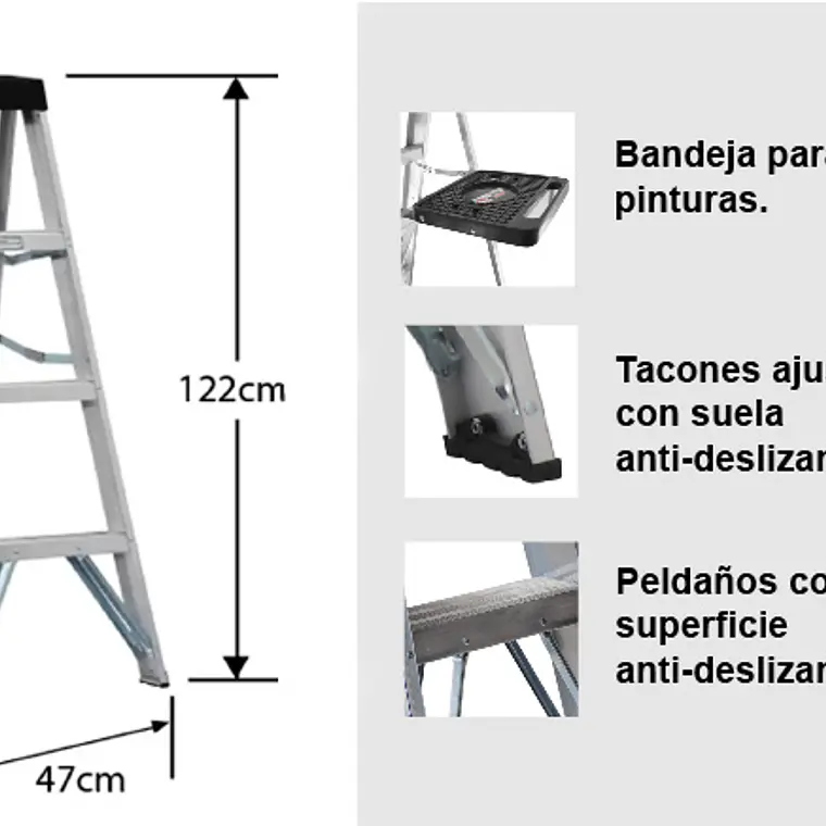 Esc. Aluminio Tijera 1.22m 3