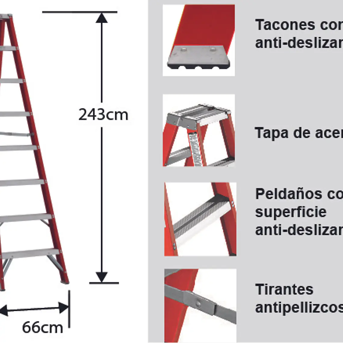 Esc. F. Vidrio Tijera Doble Acceso 2.43m 4